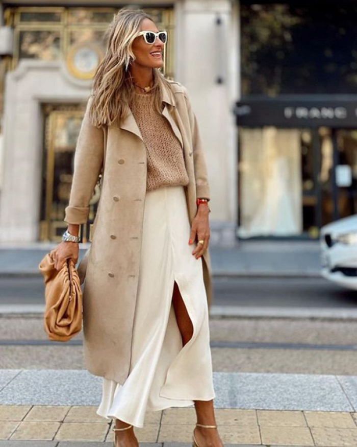 Light brown sweater with over- coat