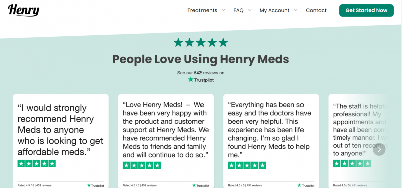 Trustpilot Review On Henry Meds