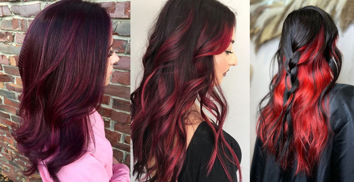 Black Hair With Red Highlights | Stylevore Black Hair With Red Highlights | Stylevore
