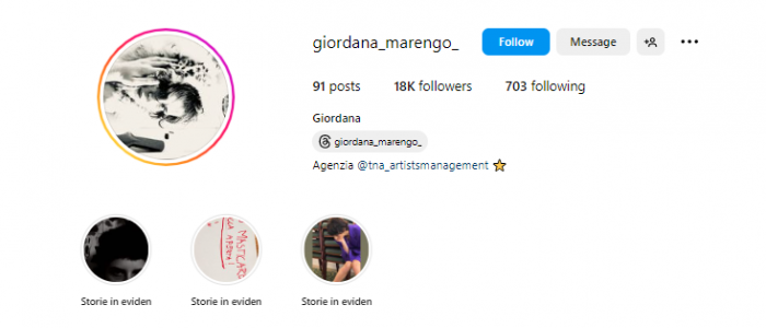Giordana Marengo social media