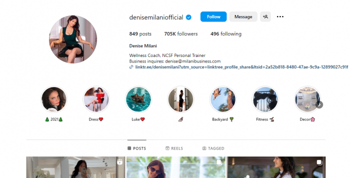 Denise Milani Social Account