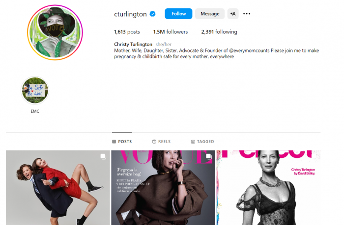 Christy Turlington Instagram Account 