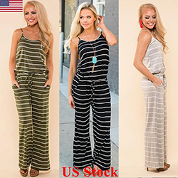 US Ladies Jumpsuit Striped Women Summer Casual Sleeveless Romper Fashion New: Women summer fashion outfit,  jumpsuit  