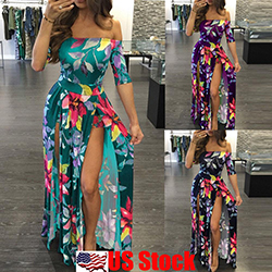 Plus Size Women's Floral Long Maxi Dress Split Cocktail Party Beach Sundress USA: 