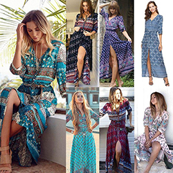 Women Summer Boho Long Maxi Dress Evening Cocktail Party Beach Dresses Sundress: Plus Size Party Outfits  