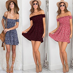 Women Off Shoulder Cocktail Party Mini Dress Summer Casual Boho Floral Sundress: Bodycon dress,  Cocktail Mini Dress,  Off Shoulder  