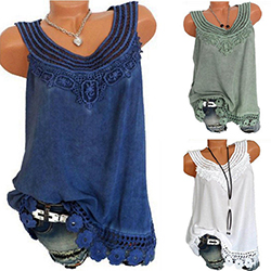 Plus Size Women Summer Lace Vest Top Sleeveless Blouse Casual Tank Tops T-Shirt: 