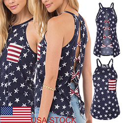 Fashion Women's Summer Vest American Flag Print Blouse Tank Tops T-Shirts Tops: Women summer fashion outfit,  Denim Outfits  