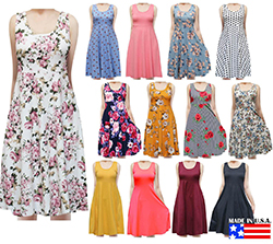 USA Women's Sleeveless Flowy Midi Summer Beach A Line Tank Dress S M L 1X 2X 3X: Women Sleeveless Dress  