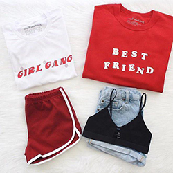 Shorts Outfit Ringer Tee - t-shirt, shirt, sweatshirt, clothing: summer outfits,  Printed T-Shirt  