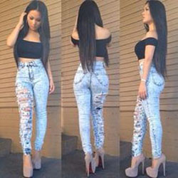 #rippedjeans #style #straighthair #loveit #beigepumps #highwaistedrippedjeans #bl...: Cute Tumblr Outfits  
