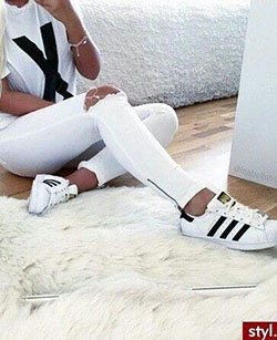 #white #ripped #jeans #adidassuperstar ...: Cute Tumblr Outfits  