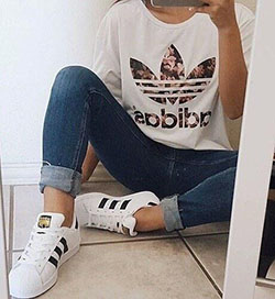 #adidassuperstar #gold ...: Cute Tumblr Outfits  