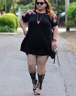 Little black dress, Plus-size clothing, Nadia Aboulhosn: Plus size outfit  