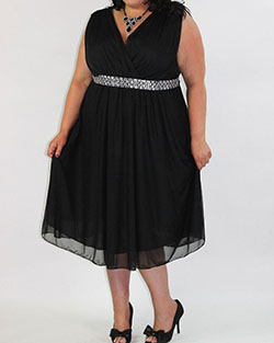 Little black dress, Sheath dress, Flare-Sleeve Dress: Plus size outfit,  Sleeveless shirt,  black dress  