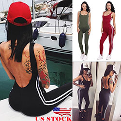 US Women's Sports YOGA Workout Fitness Leggings Pants Jumpsuit Bodysuit Rompers: 