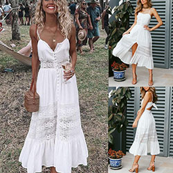 NEW Womens Summer Boho Maxi Dress Evening Cocktail Party Beach Dresses Sundress: Crochet Dress,  Long Dress  