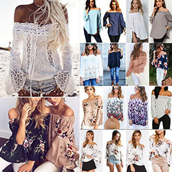 Women Off The Shoulder Floral Long Sleeve Tops T-Shirt Loose Casual Blouse Shirt: 