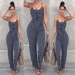 Women's Clothing Summer Comfy Causul Stripe Pattern Sleeveless Jumpsuits Rompers: jumpsuit  