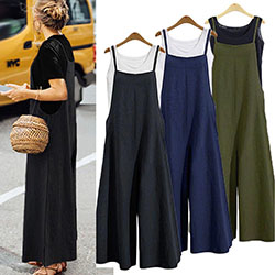 Women Casual Cotton Overalls Jumpsuit Strap Rompers Dungaree Oversized Trousers: 