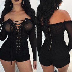 2022 Women's Lace Up Bandage Leotard Tops Bodysuit Velvet Rompers Jumpsuit: 