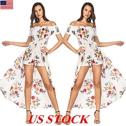 Women's Sexy Off Shoulder Jumpsuit Rompers Floral Printed Party Long Dresses USA: Printed Outfits,  Off Shoulder,  Floral Outfits,  Chiffon dresses  