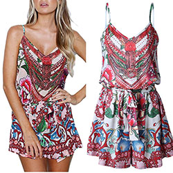 Lot Women's Sexy Flower V Neck Jumpsuits Romper Strap Beachwear Summer Clothes: 