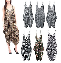 Womens Ladies Printed Lagen Look Romper Cami Jumpsuit Hareem Baggy Playsuit: 