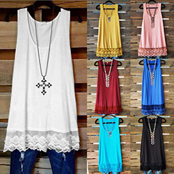 US Women's Casual Sleeveless Long Tops Blouse Ladies Summer Beach Tunic Dress: 