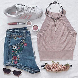 Shorts outfit mom jeans casual wear for teens.: summer outfits  