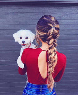 Braided hairstyle...And Cute Puppy...: High-Heeled Shoe,  Brown hair,  High Heels For Girls  