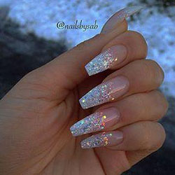 Cute waterfall long nail design...: Nail Polish,  Gel nails,  French manicure,  Glitter Nails  