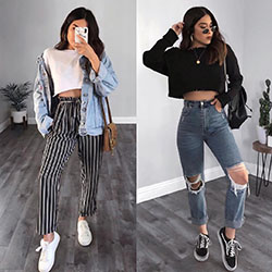 teens fashion outfits, Cute outfits Mom jeans, Casual wear: Slim-Fit Pants,  Trendy Outfits,  instafashion,  Casual Outfits  