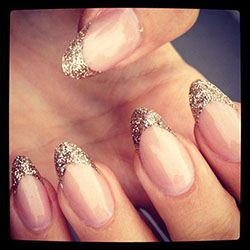 Gold glitter tipped nails - perfect for the minimal trend with a hint of sparkle...: Nail Polish,  French manicure,  Glitter Nails  