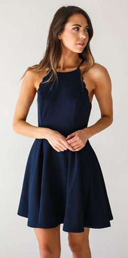 Outfits Ideas for Tall Girls: dress, navy, scalloped: Chiffon dresses  