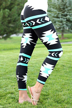 Tumblr Outfits with Printed Tights: Navajo Aztec Print Leggings (MINT): print Trousers  