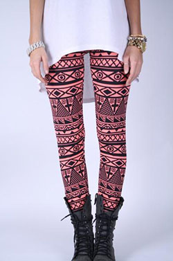 Printed Tights For Women: Salmon Ethnic Printed Leggings-I'm getting some crazy leggings for the fall....: print Trousers  
