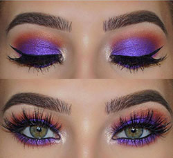 PURPLE AND ORANGE EYES MAKEUP: 