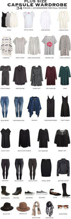 Outfits For Curvy Women : Plus Size Capsule Wardrobe for fall/winter. 34 pieces + accessories will transit...: Plus size outfit  