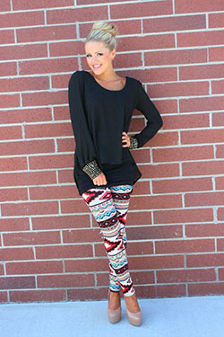 Printed Tights For Women: Deb Shops Multicolor #Tribal Print #Legging $8.94: 