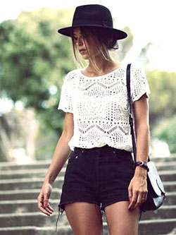 Lace Top + Black Cutoff Shorts: Lace Outfits  