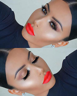 Easy Makeup Ideas - DARK GOLD EYES + BRIGHT ORANGE LIPS: 