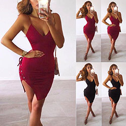 US Sexy Women Bandage Bodycon Lace Up Evening Party Dress Short MIni Dress #SH: party outfits,  Bodycon dress  
