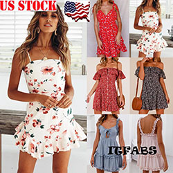 US Summer Women Cotton Loose Vest Sleeveless Sundress Beach Dress Size S M L XL: Women Sleeveless Dress  