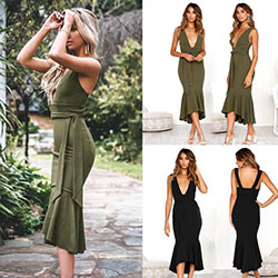 US Women's Summer Sleeveless Deep V neck Dress Casual Long Maxi Evening Party: Women Sleeveless Dress,  Plus Size Party Outfits,  Casual Long Maxi  