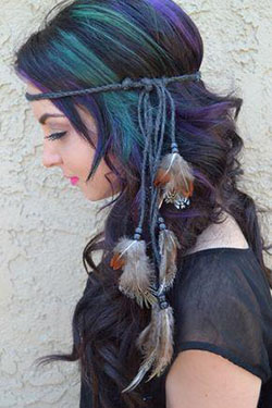 Stunning headband made with braided black twine and natural feathers.: 