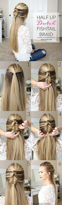 Half Up Dutch Fishtail Braid: 