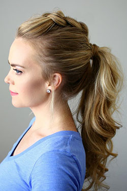 Crown braided high pony tail for long hairs: 