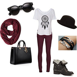 Winter Outfit IdeasBurgundy Jeans: 