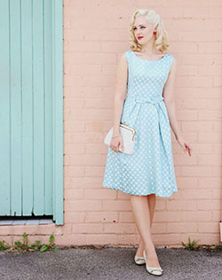 Wear a cute pastel dress and add some light accessories to look super adorable.: 